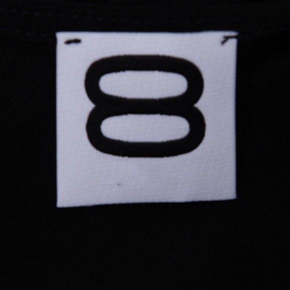 8 Black S 100% Silk Shift Dress Low Open-Back Tie Bow Made in Italy Knee Office - Picture 14 of 14